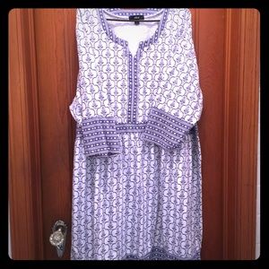 Ellos 3x Boho Peasant Dress blue and white